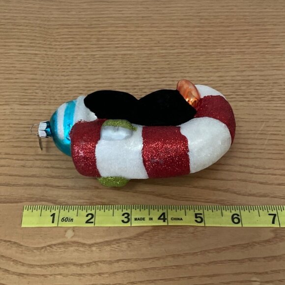 Christopher Radko Penguin Glass Christmas Ornament w Candy Cane Flocked Glitter - Picture 8 of 9